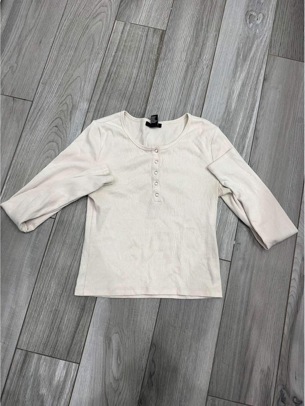 Forever 21 Women's Cream Henley Pullover Top, Size Large